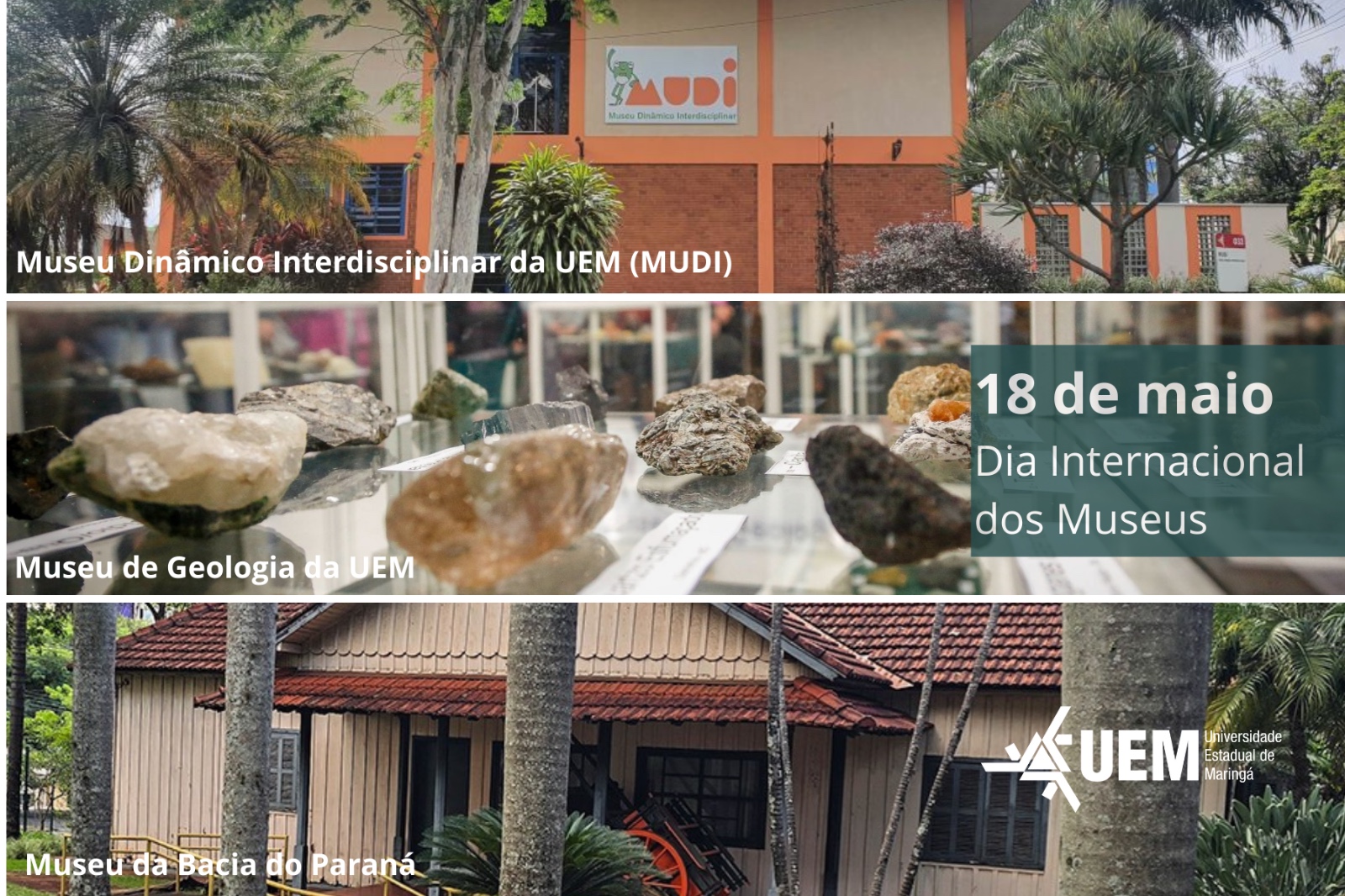 Além do MUDI, o câmpus sede da UEM, em Maringá, possui o Museu da Bacia do Paraná e o Museu de Geologia